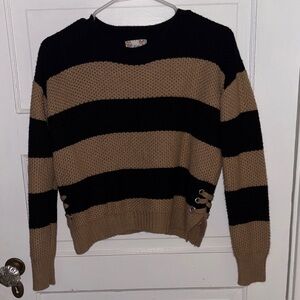 Pink Republic Black and Tan Striped Sweater